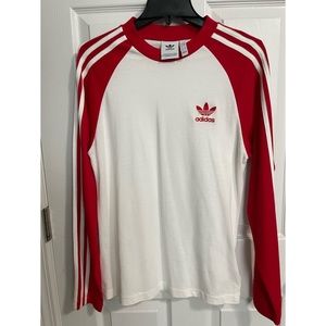 Adidas Originals 3 Stripe Long Sleeve T-Shirt in White / Red Size Small (S) NWOT